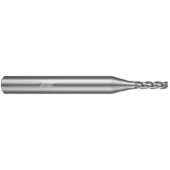 Corner Radius End Mill: 0.0938" Dia, 9/32" LOC, 0.0100" Radius, 3 Flute, Solid Carbide