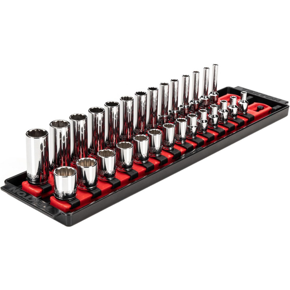 Deep Standard Socket Set Socket Set: 28 Pc, 4 to 15" Socket