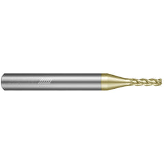 Corner Radius End Mill: 3/16" Dia, 7/16" LOC, 0.0300" Radius, 3 Flute, Solid Carbide