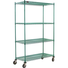 Wire Shelving; Shelving Type: Mobile Wire Shelving; Shelf Type: Adjustable; Adjustment Type: Split Sleeve; Shelf Capacity: 800; Mobility: Mobile; Depth (Inch): 18; Height (Inch): 74; Width (Inch): 48; Wire Shelving Material: Antimicrobial Steel