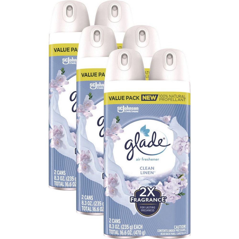 Glade Air Freshener Room Spray, Clean Linen, 2 x 8.3 oz (235 g) each, Value Pack, 3/Case