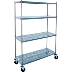 Wire Shelving; Shelving Type: Mobile Upright with Polymer Mat; Shelf Type: Adjustable; Adjustment Type: Split Sleeve; Shelf Capacity: 800; Mobility: Mobile; Depth (Inch): 18; Height (Inch): 74; Width (Inch): 36; Wire Shelving Material: Steel