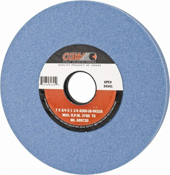 Surface Grinding Wheel: 7" Dia, 3/4" Thick, 1-1/4" Arbor, 60 Grit