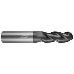 Ball End Mill: 1/8" Dia, 1/2" LOC, 3 Flute, Solid Carbide