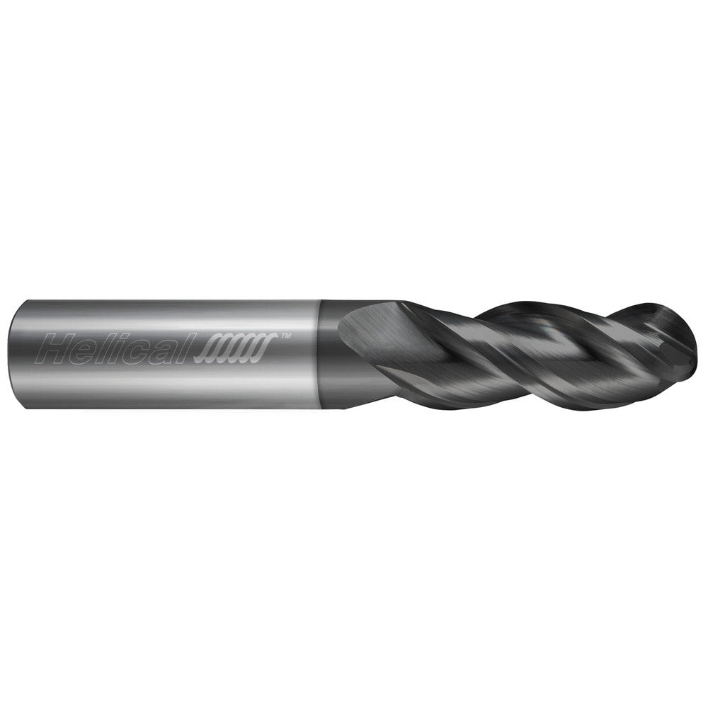 Ball End Mill: 3/8" Dia, 1-1/2" LOC, 3 Flute, Solid Carbide