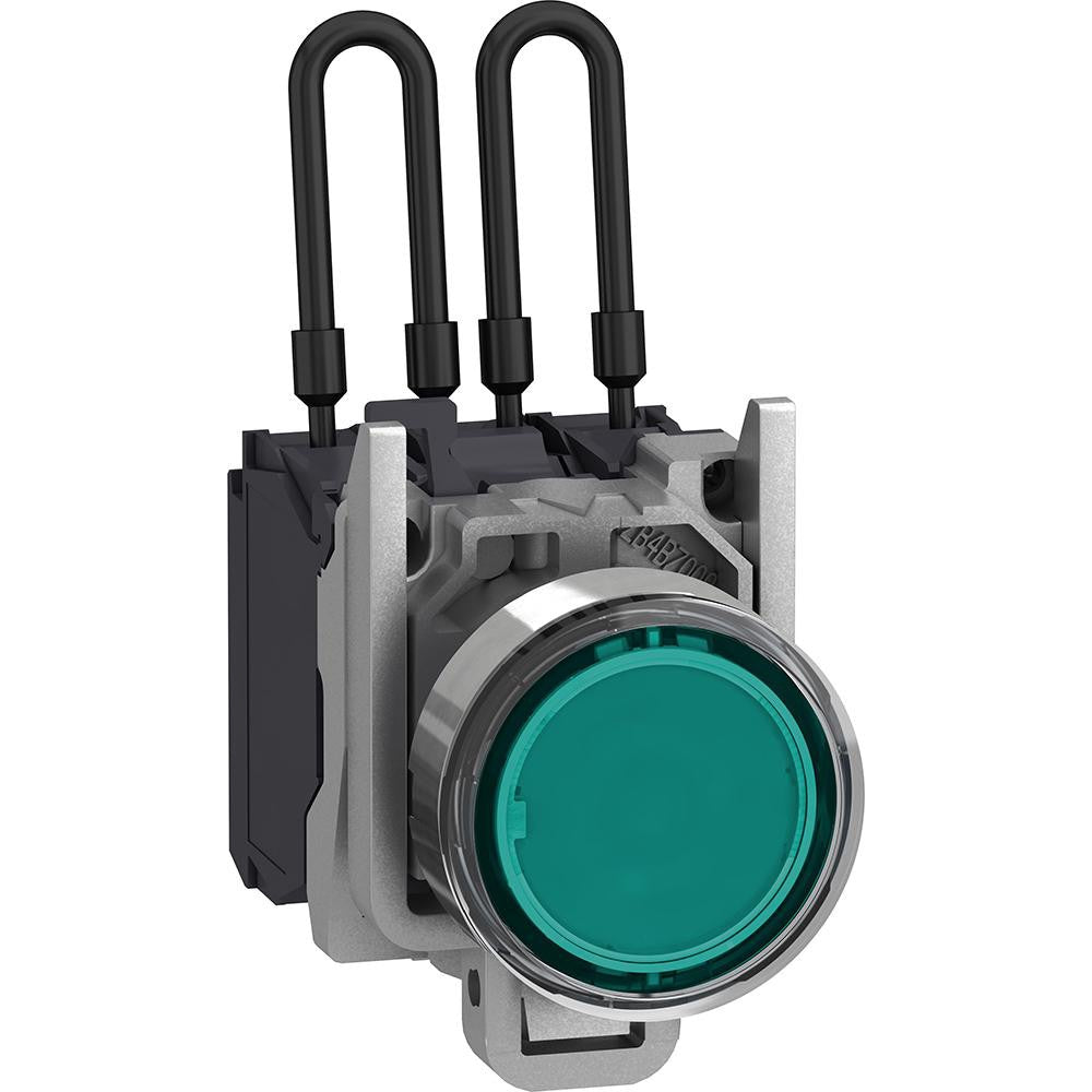 Pilot & Indicator Lights; Pilot Light Type: Press-to-Push Pilot Light; Lamp Type: LED; Light Color: Green; Voltage: 110.00 V, 120.00 V; Overall Diameter: 0.870; Electrical Connection Type: Screw Clamp; Panel Cut-out Diameter: 22 mm