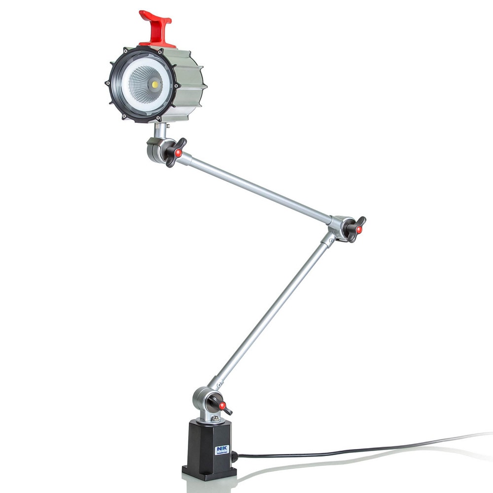 High intensity LED machine work lamp, swiveling, long arm, adjustable head, 2600 Lumen. Rated IP65