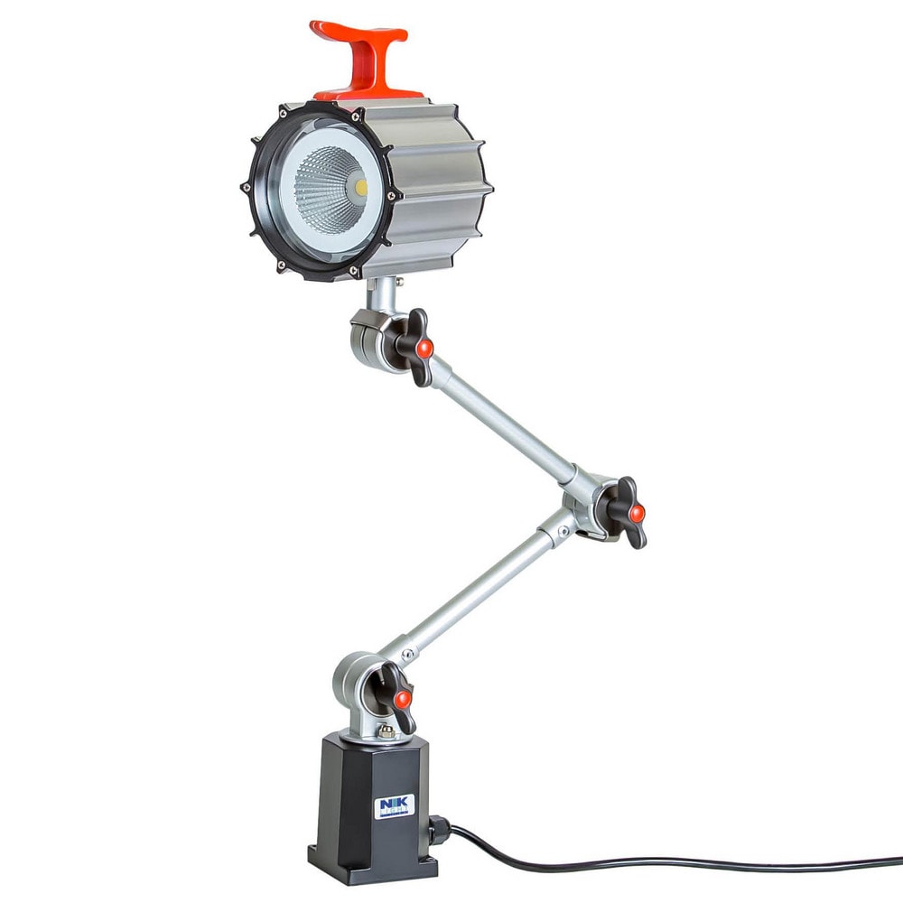 High intensity LED machine work lamp, swiveling, medium arm, adjustable head, Rated IP65