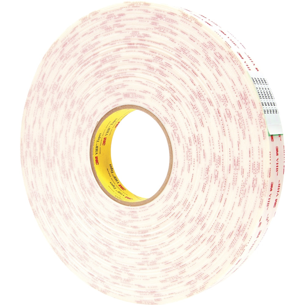 White Double-Sided Acrylic Foam Tape: 1" Wide, 36 yd Long, 45 mil Thick, Acrylic Adhesive