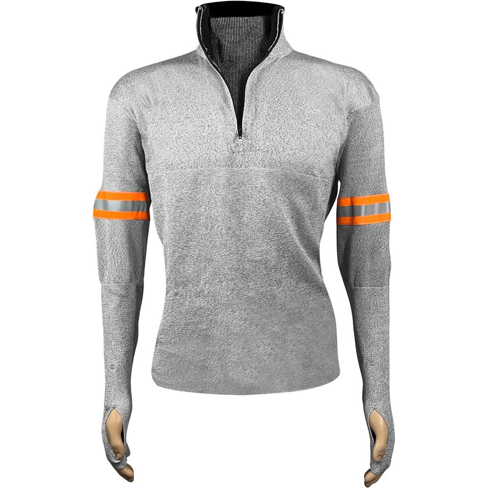 Work Shirt: Cut-Resistant, Long Sleeve, Medium, Olefin, Polyester & Glass, Gray, 0 Pocket