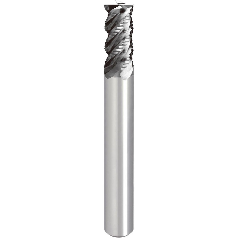 Roughing End Mill: 12.00 mm Dia, 4 Flute, Variable Pitch, 0.50 mm Corner Radius, Single End, Solid Carbide, Chipbreaker