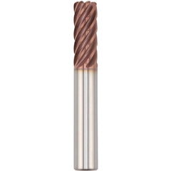 Corner Radius End Mill: 16.00 mm Dia, 64.00 mm LOC, 3.00 mm Radius, 7 Flute, Solid Carbide