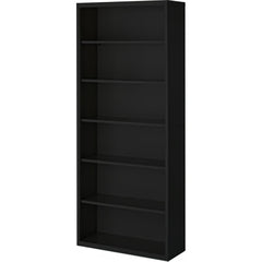 Bookcases; Overall Height: 84; Overall Width: 36; Overall Depth: 18; Material: Steel; Color: Black; Shelf Weight Capacity: 160