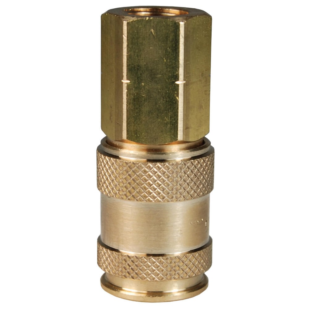 Pneumatic Hose Fittings & Couplings; Fitting Type: Air Hose; Type: Coupler; Coupling Type: Coupler; Interchange Type: Universal; Thread Type: NPTF; Coupler Size: 0.25; Material: Brass; Thread Standard: Female NPT