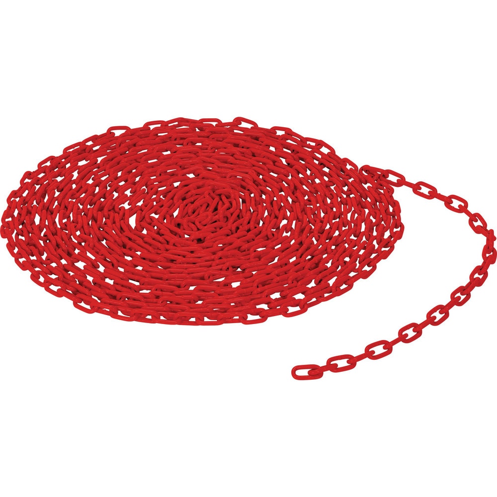 Barrier Rope & Chain; Type: Safety Chain; Snap End Material: None; Hook Fitting Material: None; Color: Red; Link Type: Straight Link; Rope/ Chain Material: Steel