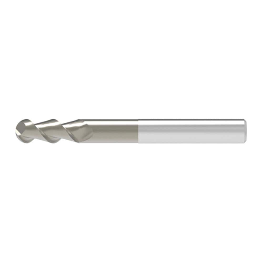 Ball End Mill: 10.00 mm Dia, 11.00 mm LOC, 2 Flute, Solid Carbide