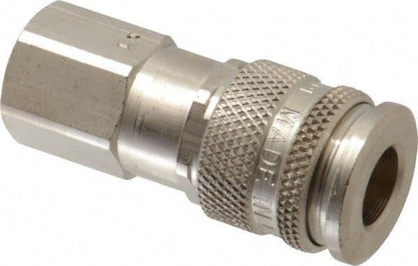 Pneumatic Hose Coupling: 3/8-18" Thread, 1/4" Body Dia, High Flow Interchange