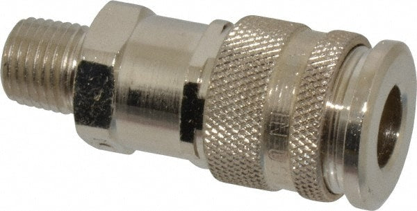 Pneumatic Hose Coupling: 1/4-18" Thread, 1/4" Body Dia, High Flow Interchange