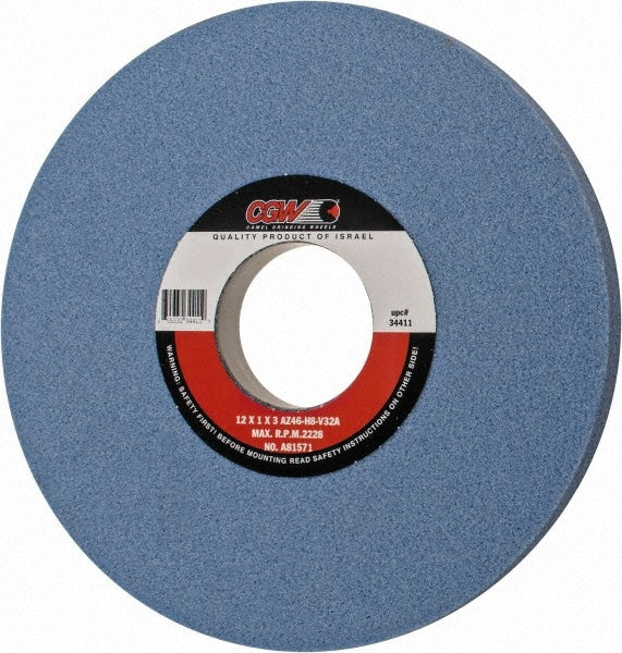 Surface Grinding Wheel: 12" Dia, 1" Thick, 3" Arbor, 46 Grit