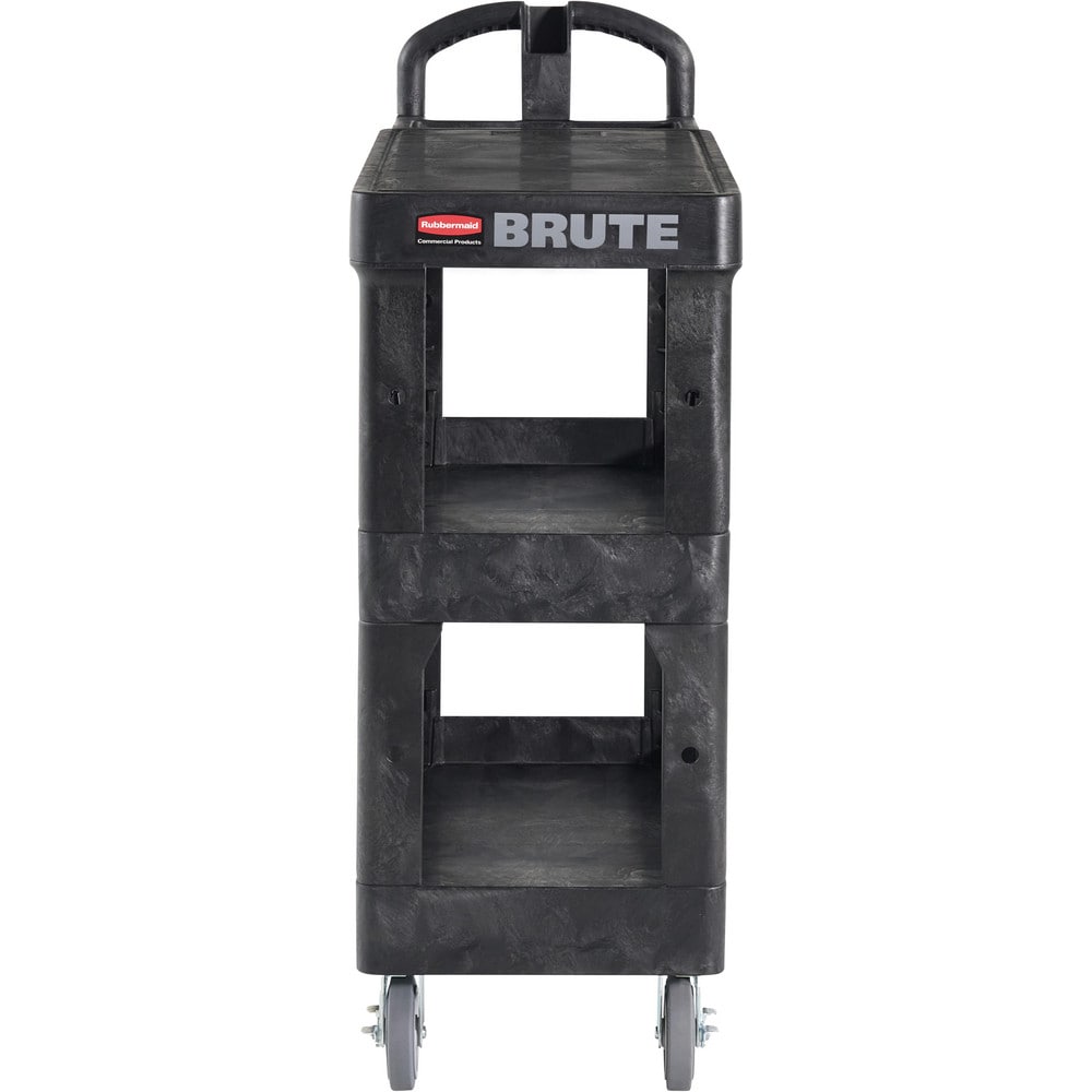 Heavy-Duty Ergonomic Utility Cart: 44" Long, 25-1/4" Wide, Resin & Structural Foam, 600 lb Capacity, Black