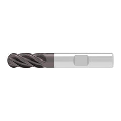 Ball End Mill: 5.00 mm Dia, 13.00 mm LOC, 4 Flute, Solid Carbide