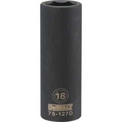 Impact Socket: 1/2" Drive, 18 mm Socket, Hex Drive