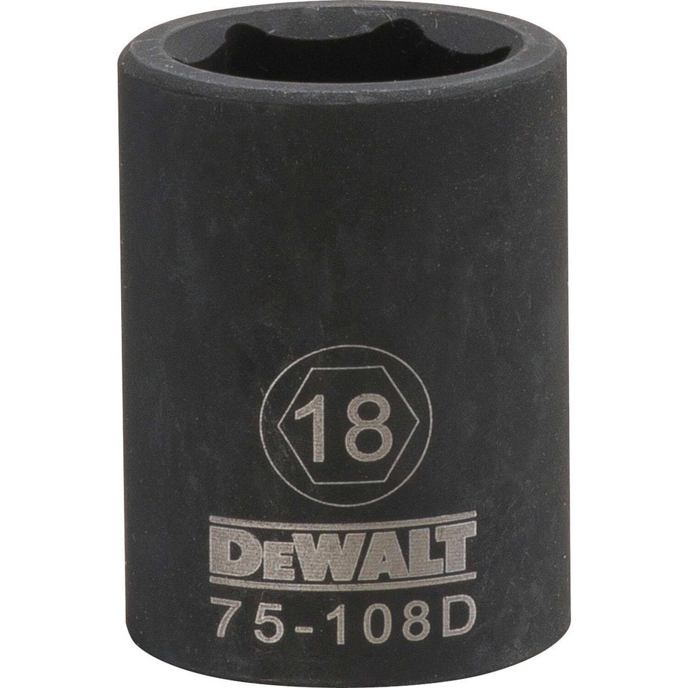 Impact Socket: 1/2" Drive, 18 mm Socket, Hex Drive