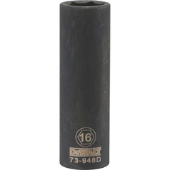 Impact Socket: 1/2" Drive, 16 mm Socket, Hex Drive