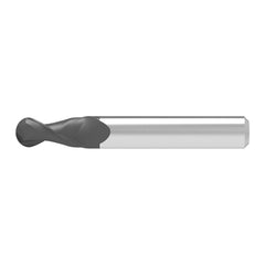 Ball End Mill: 6.00 mm Dia, 10.00 mm LOC, 2 Flute, Solid Carbide