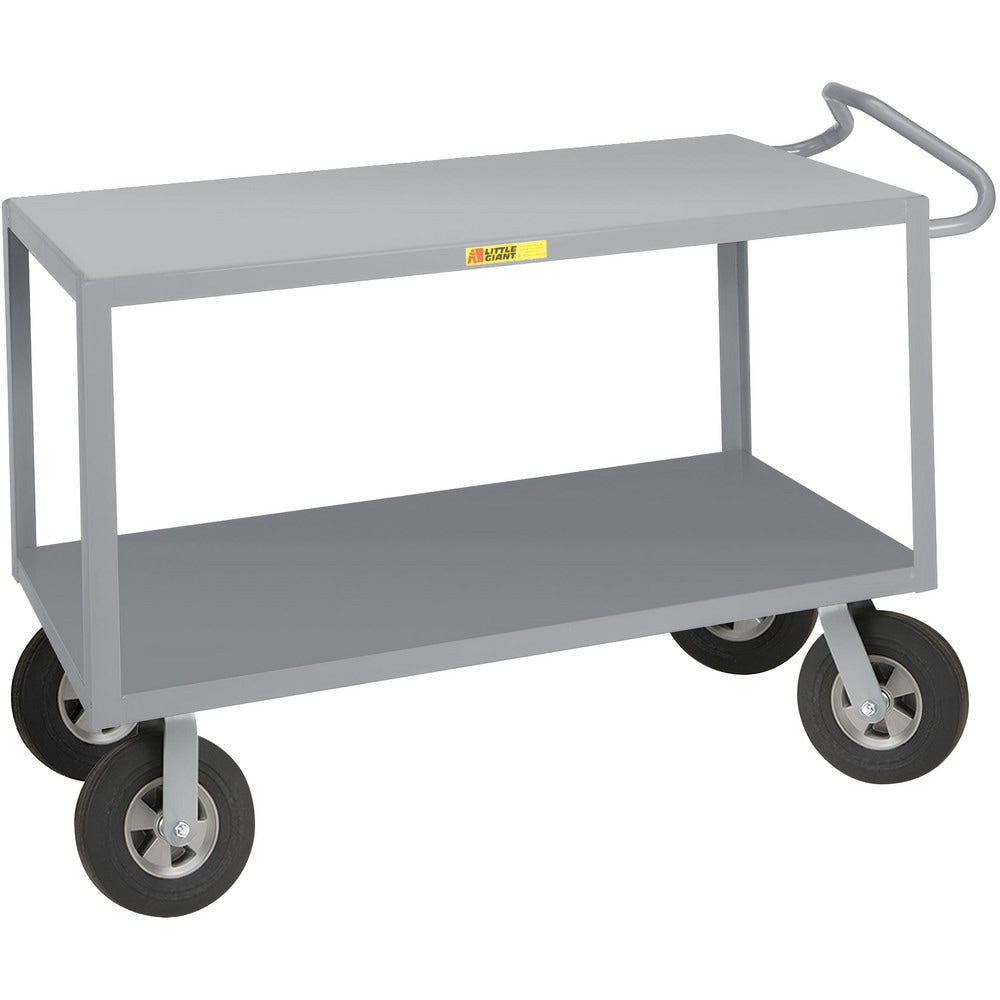 Ergonomic Handle Instrument Utility Cart: 54" Long, 30" Wide, Steel, 1200 lb Capacity, Gray