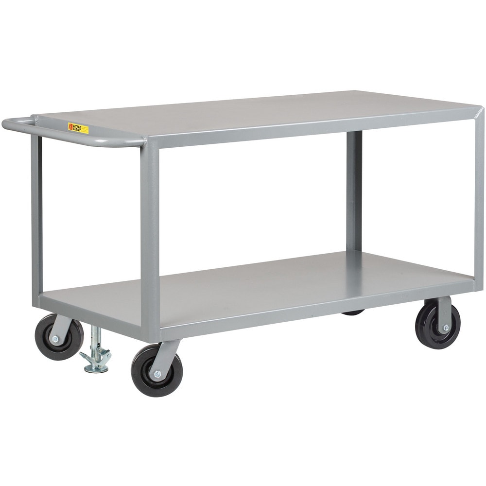 Heavy-Duty Shelf Utility Cart: 41-1/2" Long, 24" Wide, Steel, 3600 lb Capacity, Gray