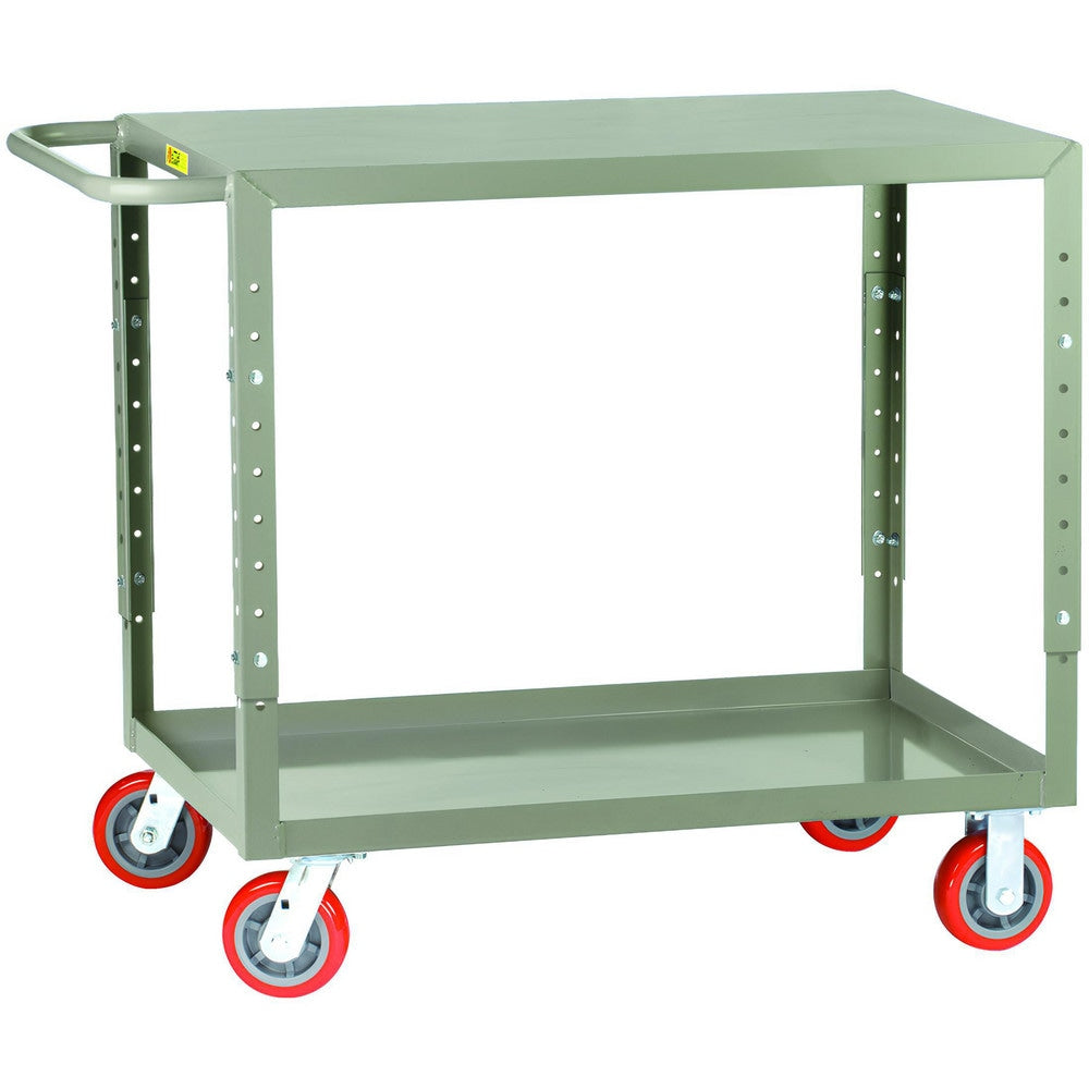 Adjustable Height Welded Service Utility Cart: 54" Long, 24" Wide, Steel, 1200 lb Capacity, Gray