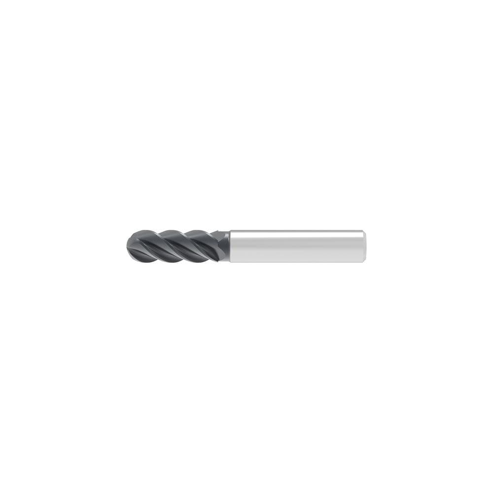 Ball End Mill: 10.00 mm Dia, 22.00 mm LOC, 4 Flute, Solid Carbide