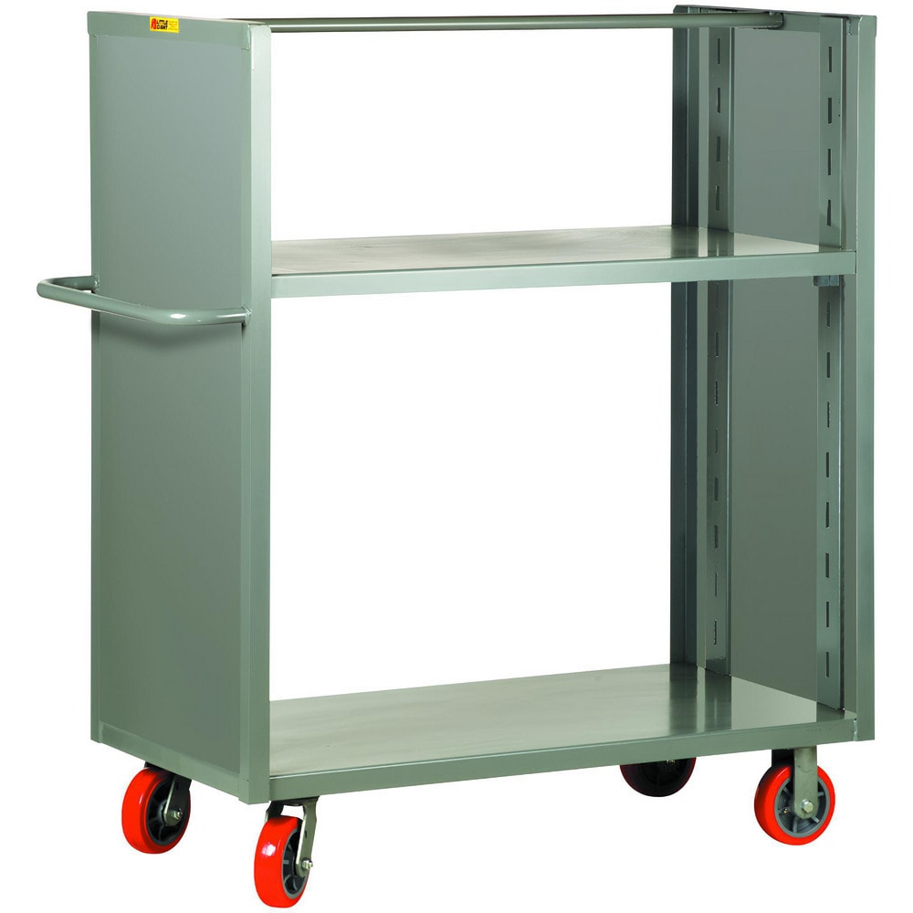 2-Sided Adjustable Shelf Utility Cart: 65-1/2" Long, 24" Wide, Steel, 3600 lb Capacity, Gray