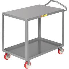 Ergonomic Handle Shelf Utility Cart: 54" Long, 24" Wide, Steel, 1200 lb Capacity, Gray