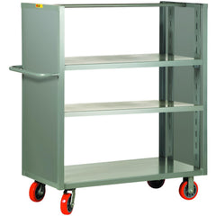 2-Sided Adjustable Shelf Utility Cart: 53-1/2" Long, 30" Wide, Steel, 3600 lb Capacity, Gray