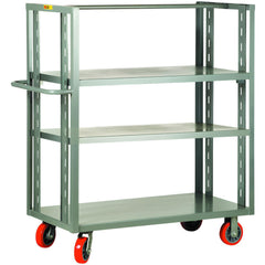 2-Sided Adjustable Shelf Utility Cart: 65-1/2" Long, 24" Wide, Steel, 3600 lb Capacity, Gray