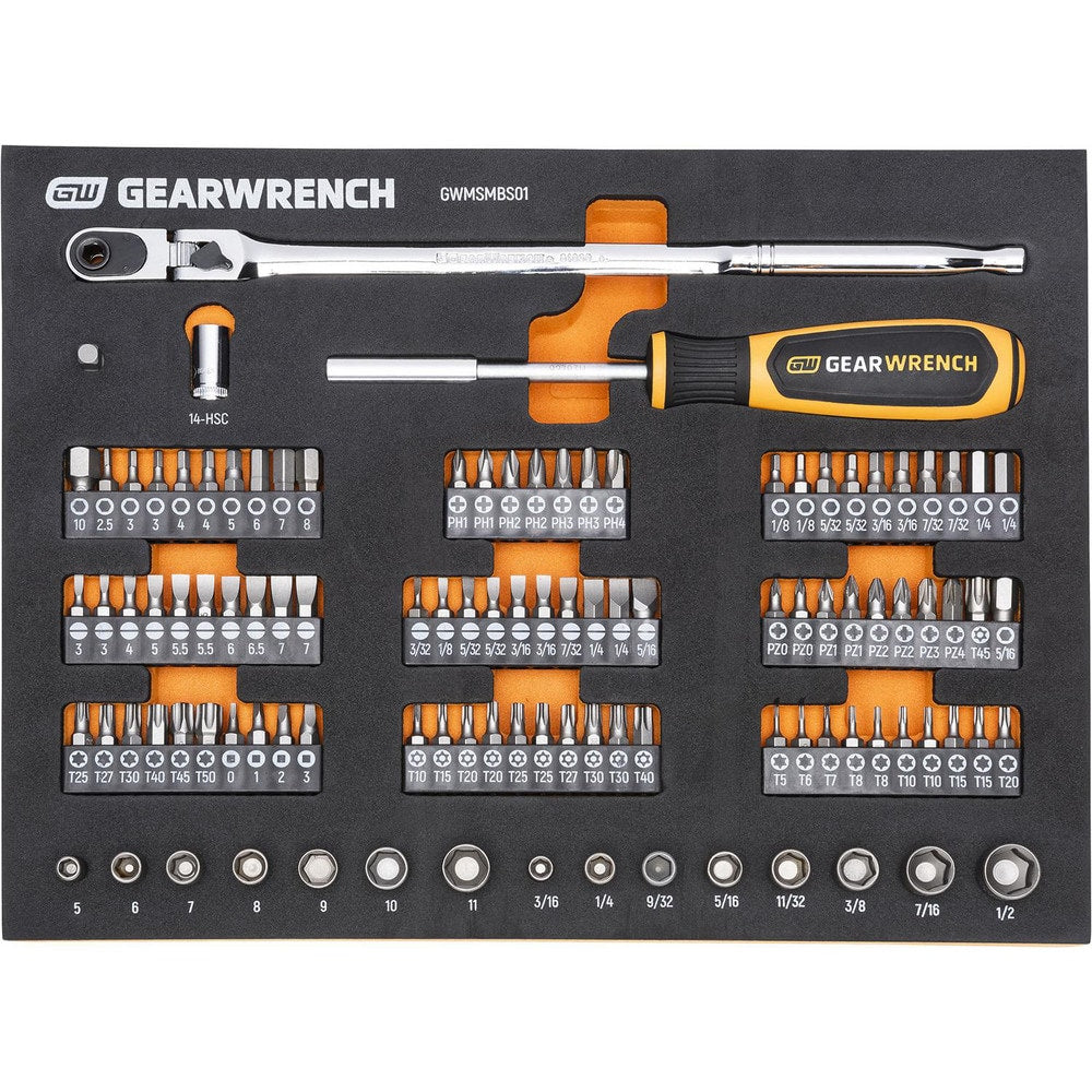 Screwdriver Bit Sets; Set Type: Micro Bits Tool Set; Tip Type: Slotted, Torx, Assorted, Hex, Phillips, Square; Container Type: Tray; Point Type: Assorted; Drive Size: 0.2500 in