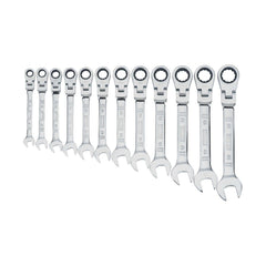 Flex Head Wrench Set: 12 Pc, Metric