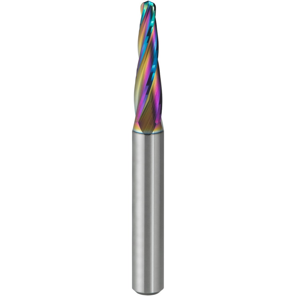 Tapered End Mill: 4 deg Angle per Side, 4.00 mm Small Dia, 30.00 mm LOC, 4 Flute, Ball End