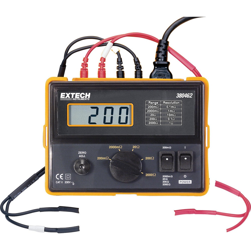 Electrical Insulation Resistance Testers & Megohmmeters; Display Type: LCD; Power Supply: 220VAC/50Hz; Resistance Capacity (Megohm): 2000 M?; Maximum Test Voltage: 3.8; Overall Length: 6.30; Overall Height: 3.4 in