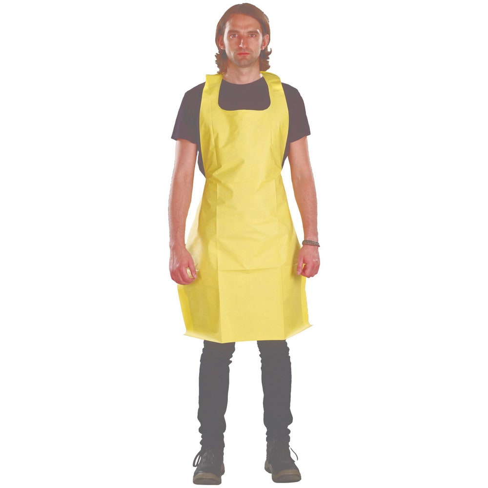 Disposable & Chemical-Resistant Apron:  Size  28 in X 36 in,  36" Length,  0.2100 mil Thick,  Yellow