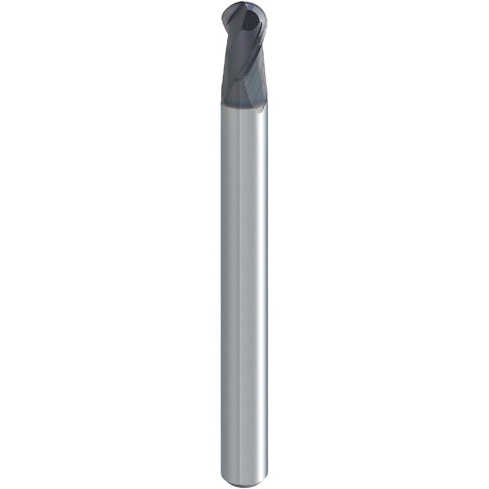 Ball End Mill: 1.60 mm Dia, 2.40 mm LOC, 2 Flute, Solid Carbide