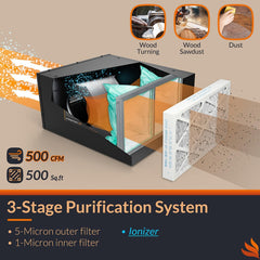 Air Scrubber: 600 CFM, Pre-Filter, Activated Carbon & HEPA, Orange, 13.8000" High, 18" Wide