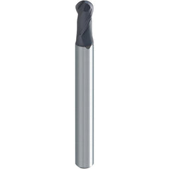 Ball End Mill: 0.50 mm Dia, 1.00 mm LOC, 2 Flute, Solid Carbide