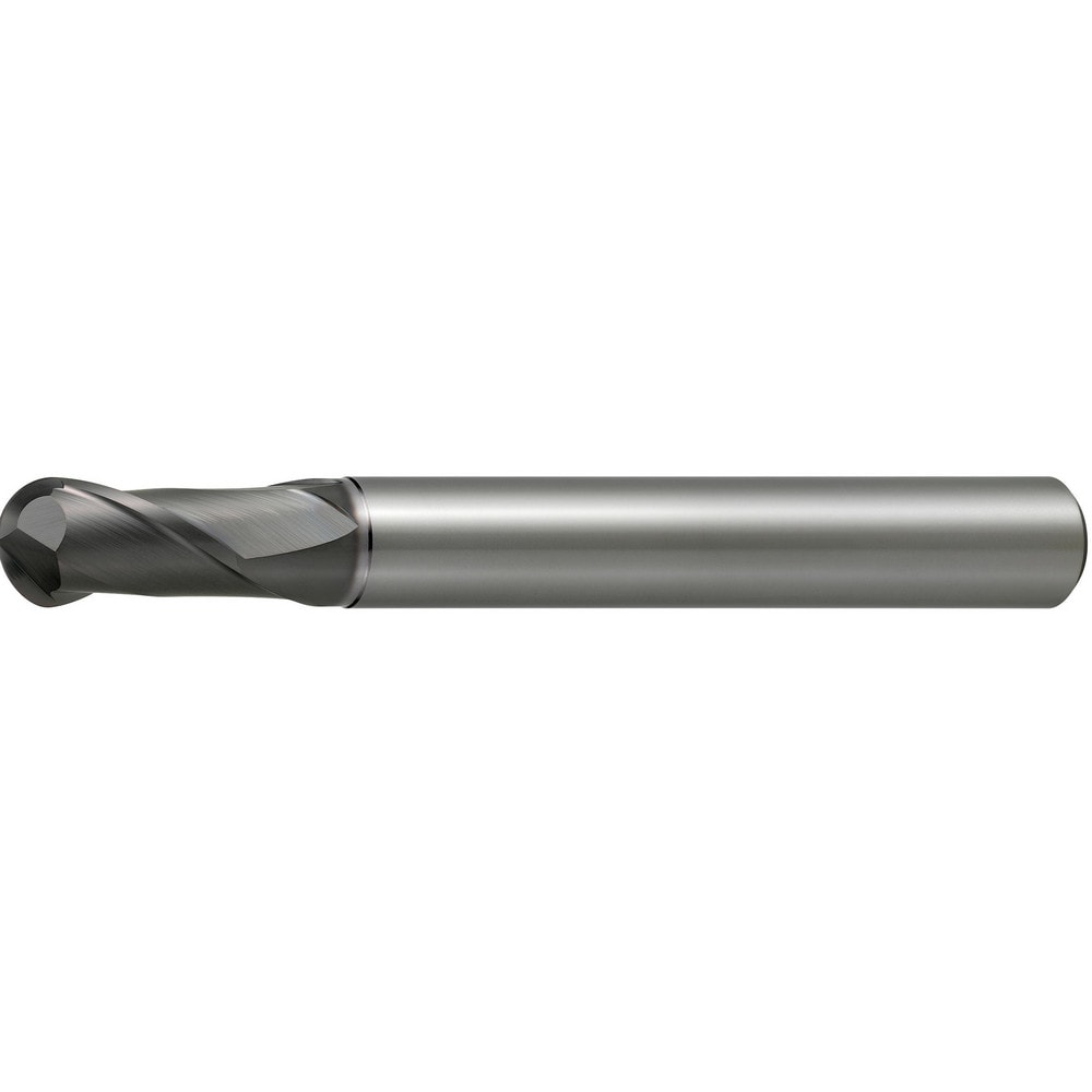 Ball End Mill: 10.00 mm Dia, 18.00 mm LOC, 2 Flute, Solid Carbide