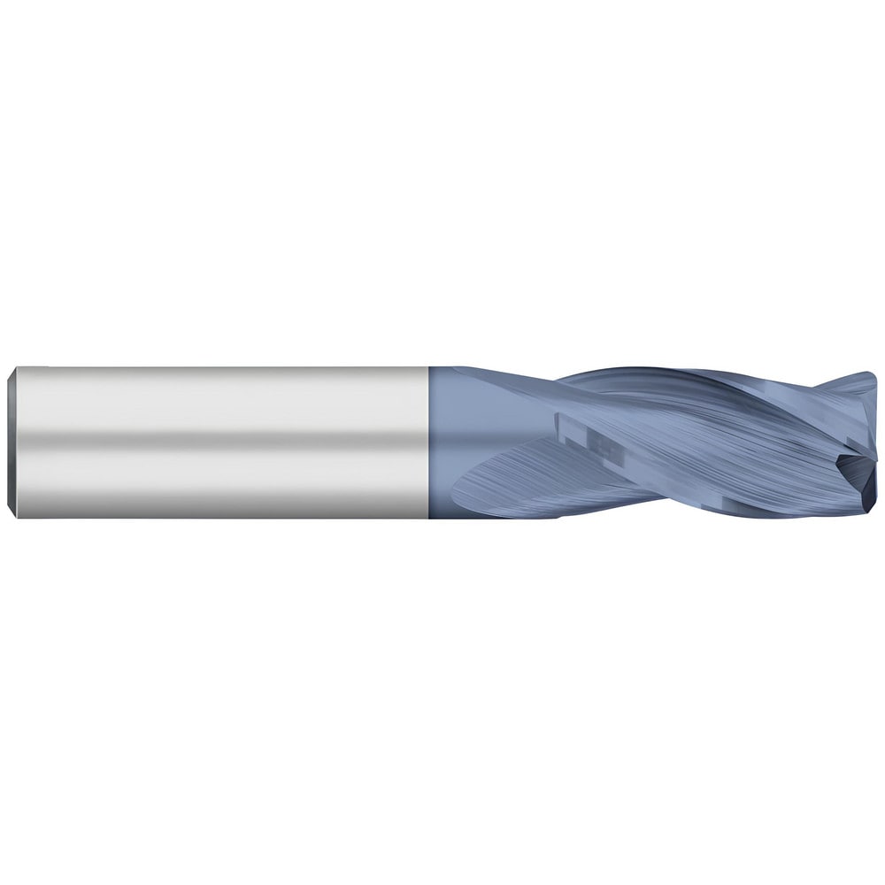 Corner Radius End Mill: 1/8" Dia, 1/2" LOC, 0.0100" Radius, 3 Flute, Solid Carbide