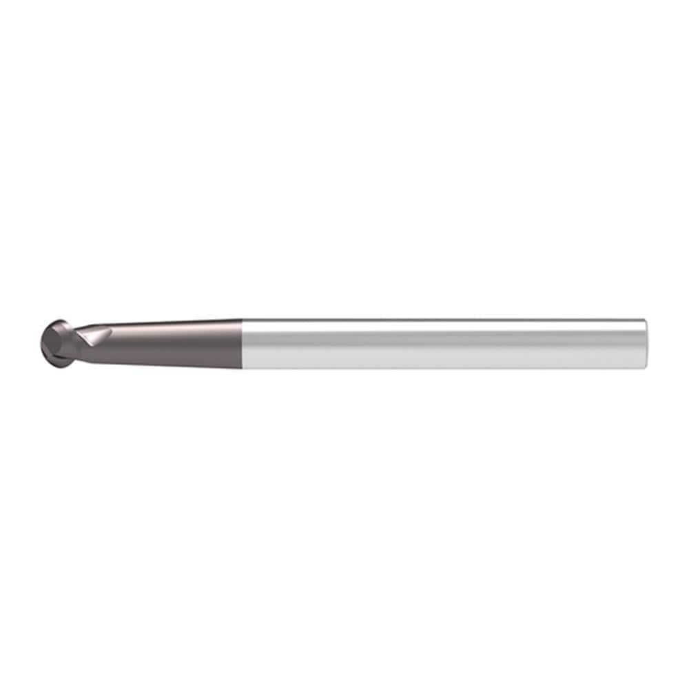 Ball End Mill: 12.00 mm Dia, 9.00 mm LOC, 2 Flute, Solid Carbide