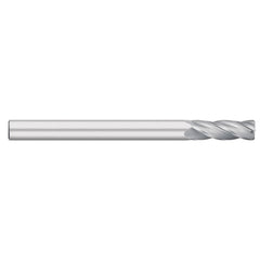 Corner Radius End Mill: 1/8" Dia, 1" LOC, 0.0200" Radius, 4 Flute, Solid Carbide