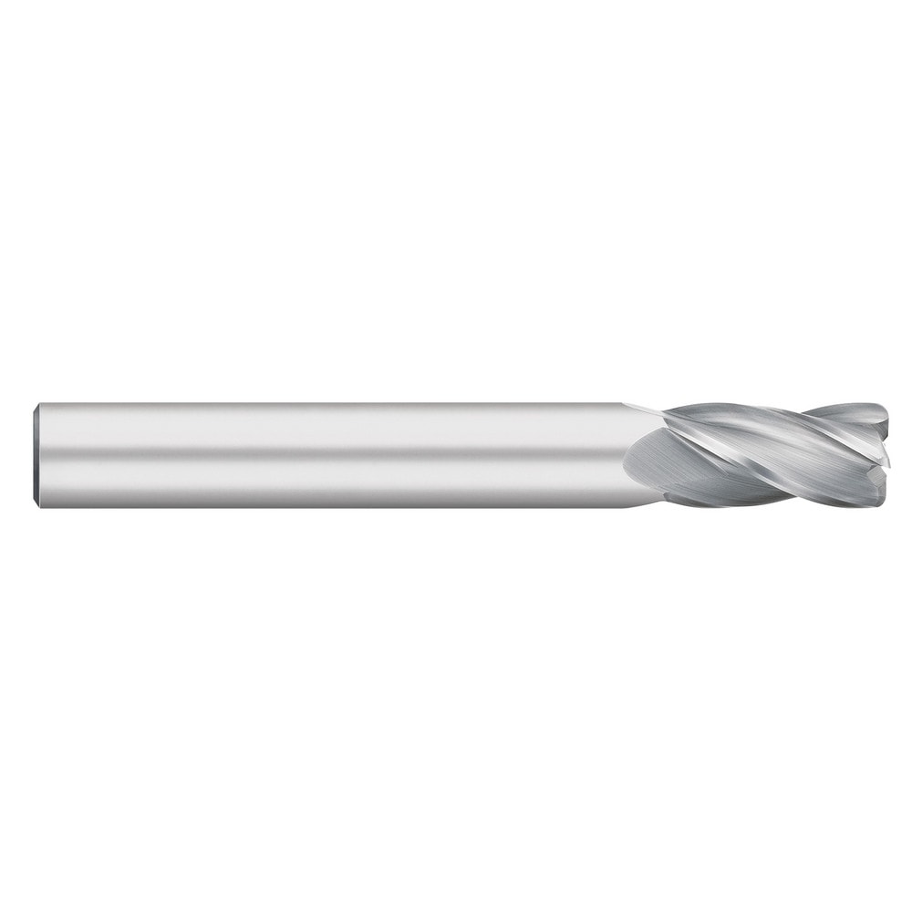 Corner Radius End Mill: 1/4" Dia, 1" LOC, 0.0200" Radius, 4 Flute, Solid Carbide